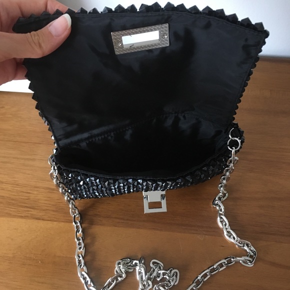 Black crossbody bag beaded -NEW - Picture 2 of 4